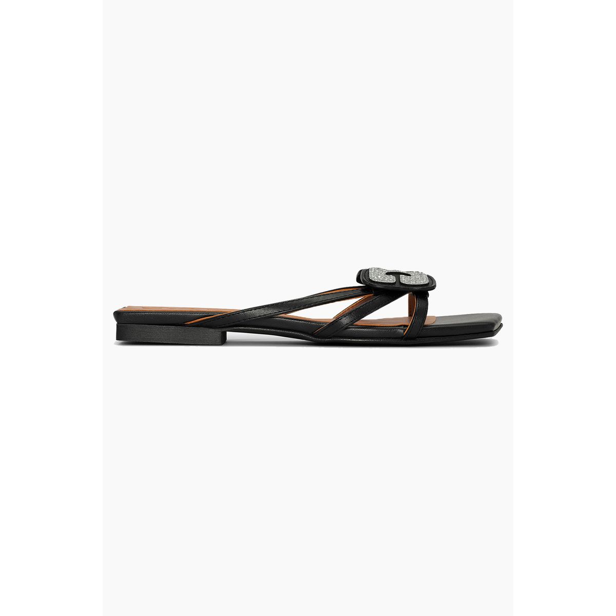 Butterfly Strass Flat Sandal - Black - GANNI - Sort 38