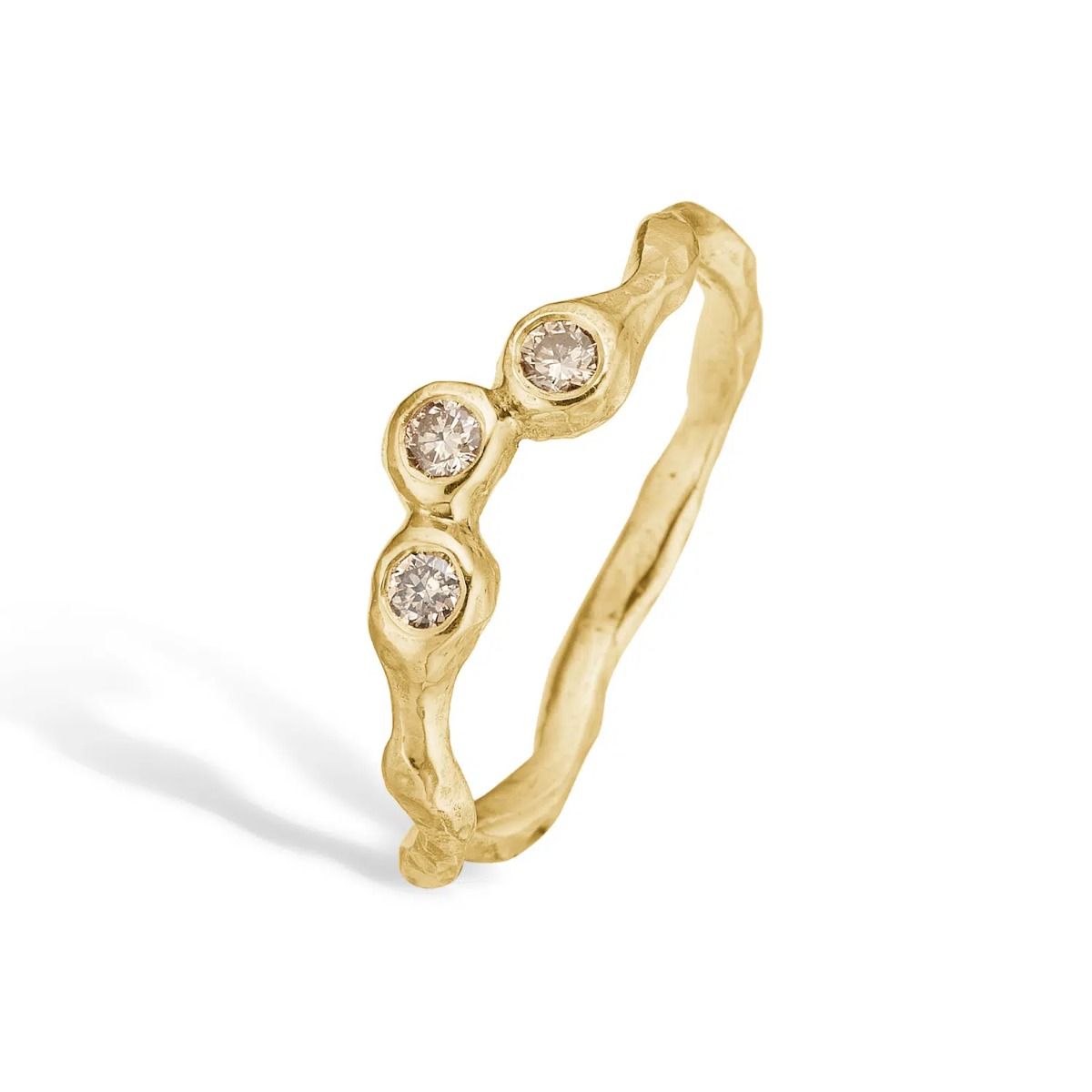 By Birdie Zenith Triple 14 Karat Guld Ring med Brillanter 0,15 Carat