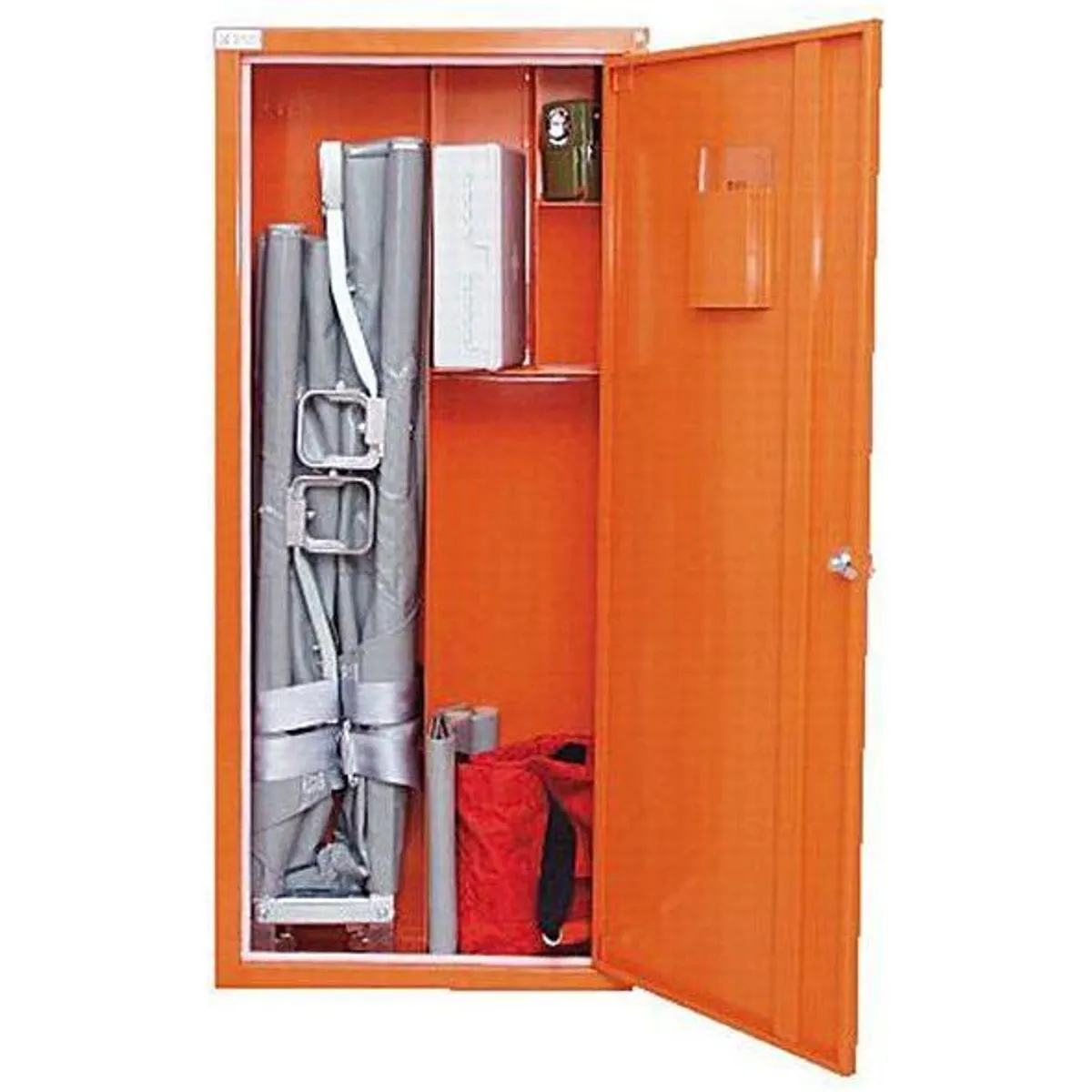 Båreskab aluminium orange, med lås