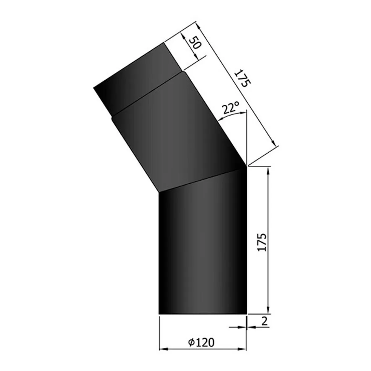 Bøjning 22 ° Ø120 mm