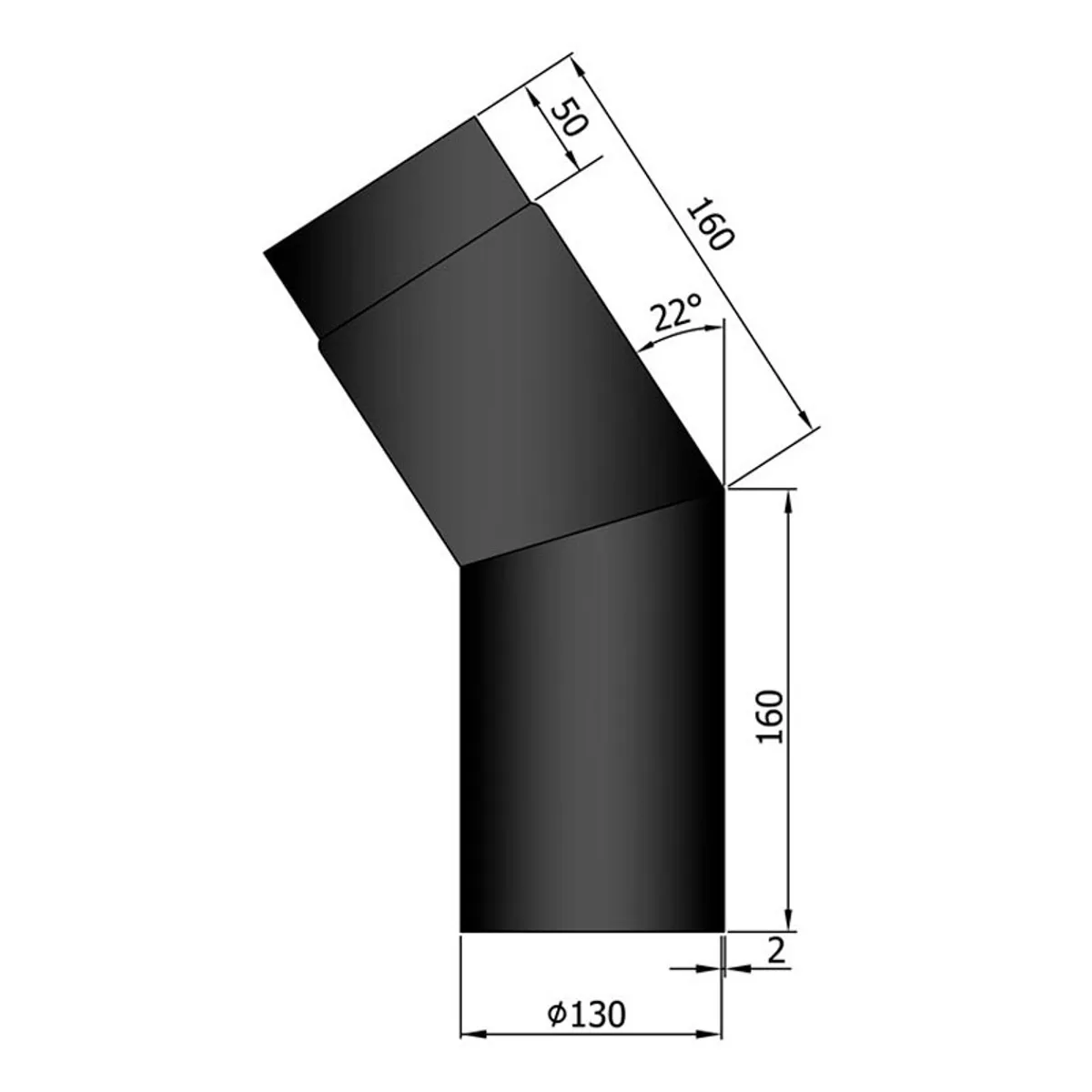 Bøjning 22 ° Ø130 mm