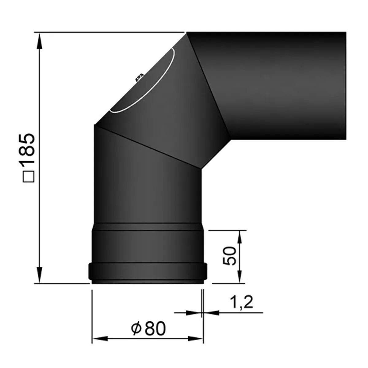 Bøjning 2x45 ° m. Dør