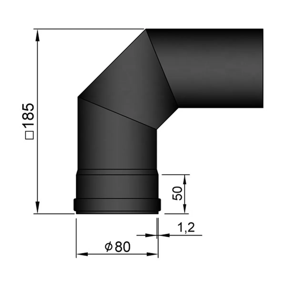 Bøjning 2x45 ° Ø80 mm