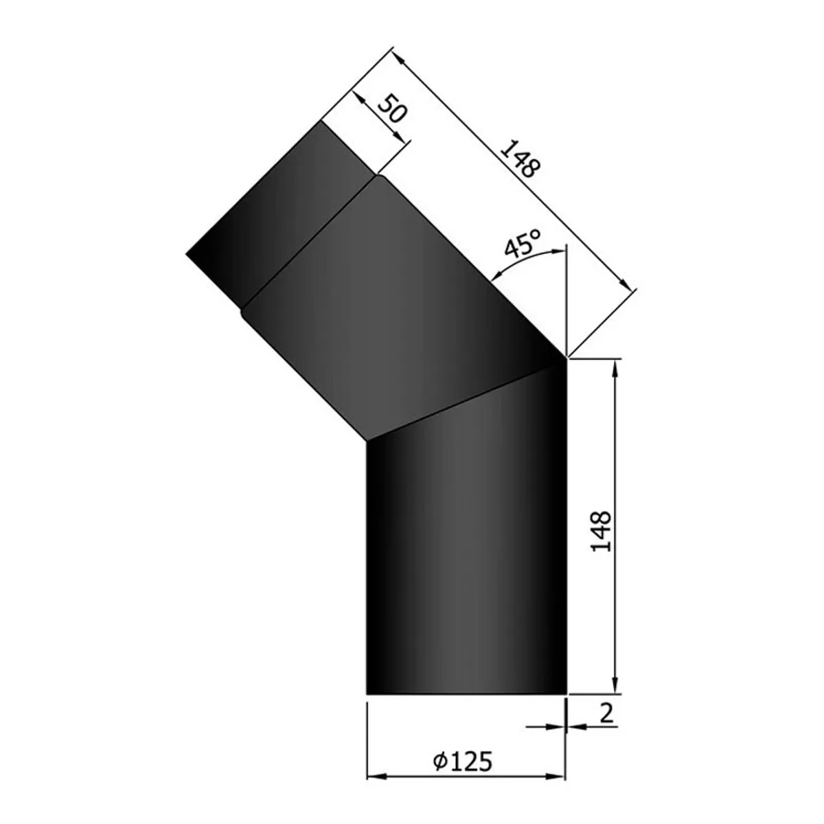 Bøjning 45 ° Ø125 mm