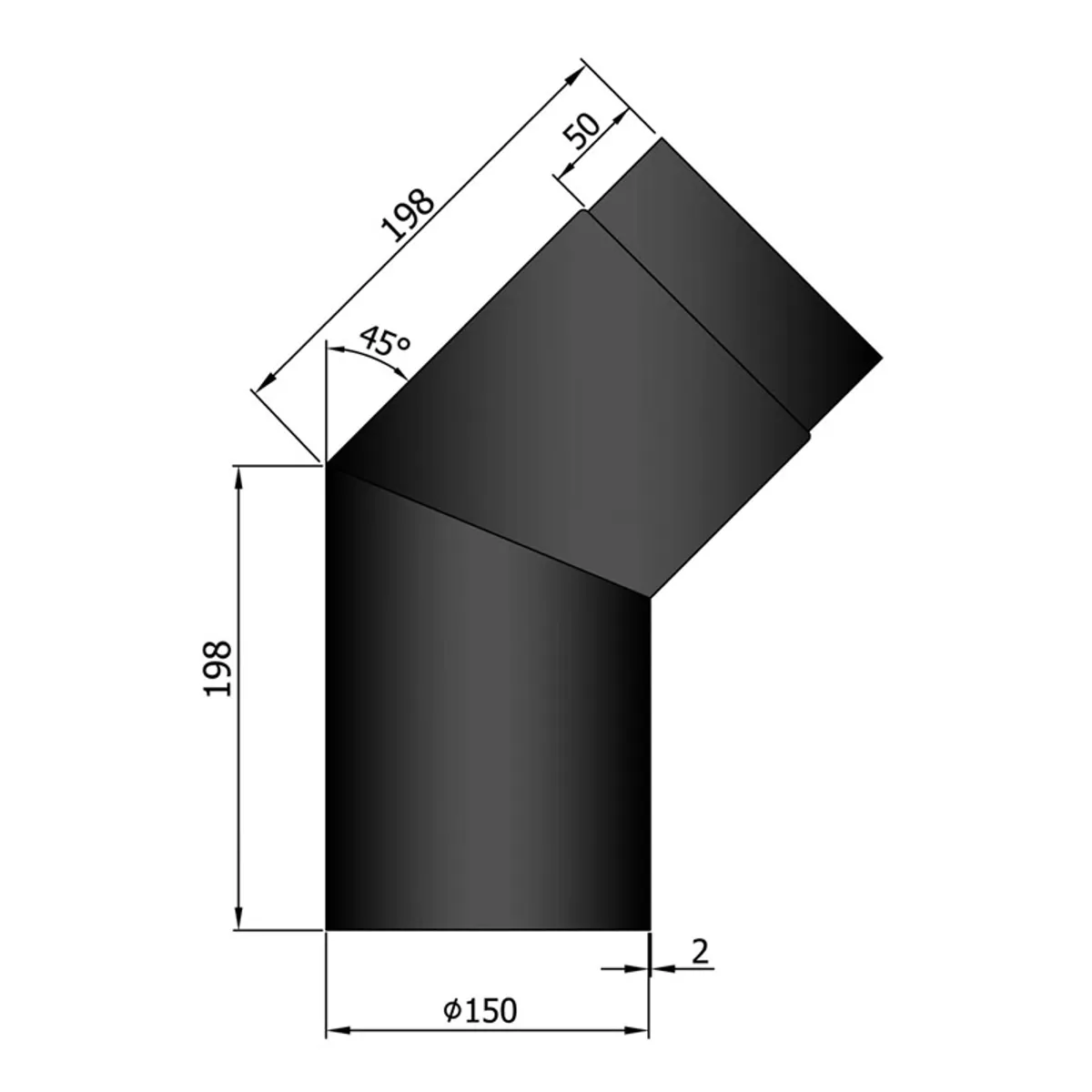 Bøjning 45 ° Ø150mm