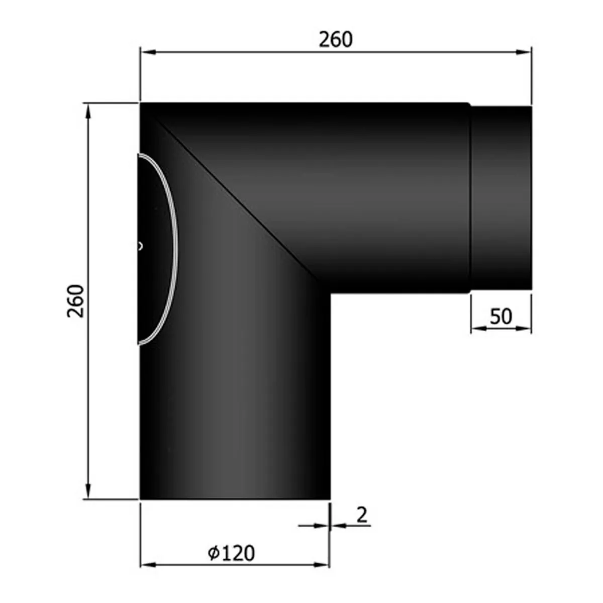 Bøjning 90 ° m. Dør Ø120 mm