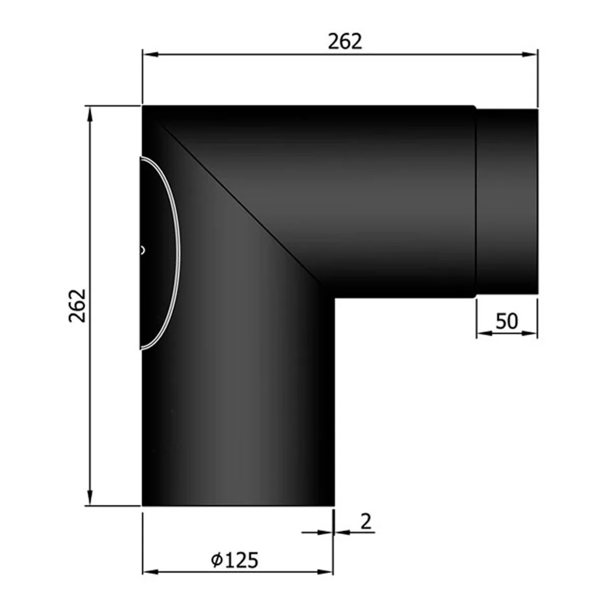 Bøjning 90 ° m. Dør Ø125 mm