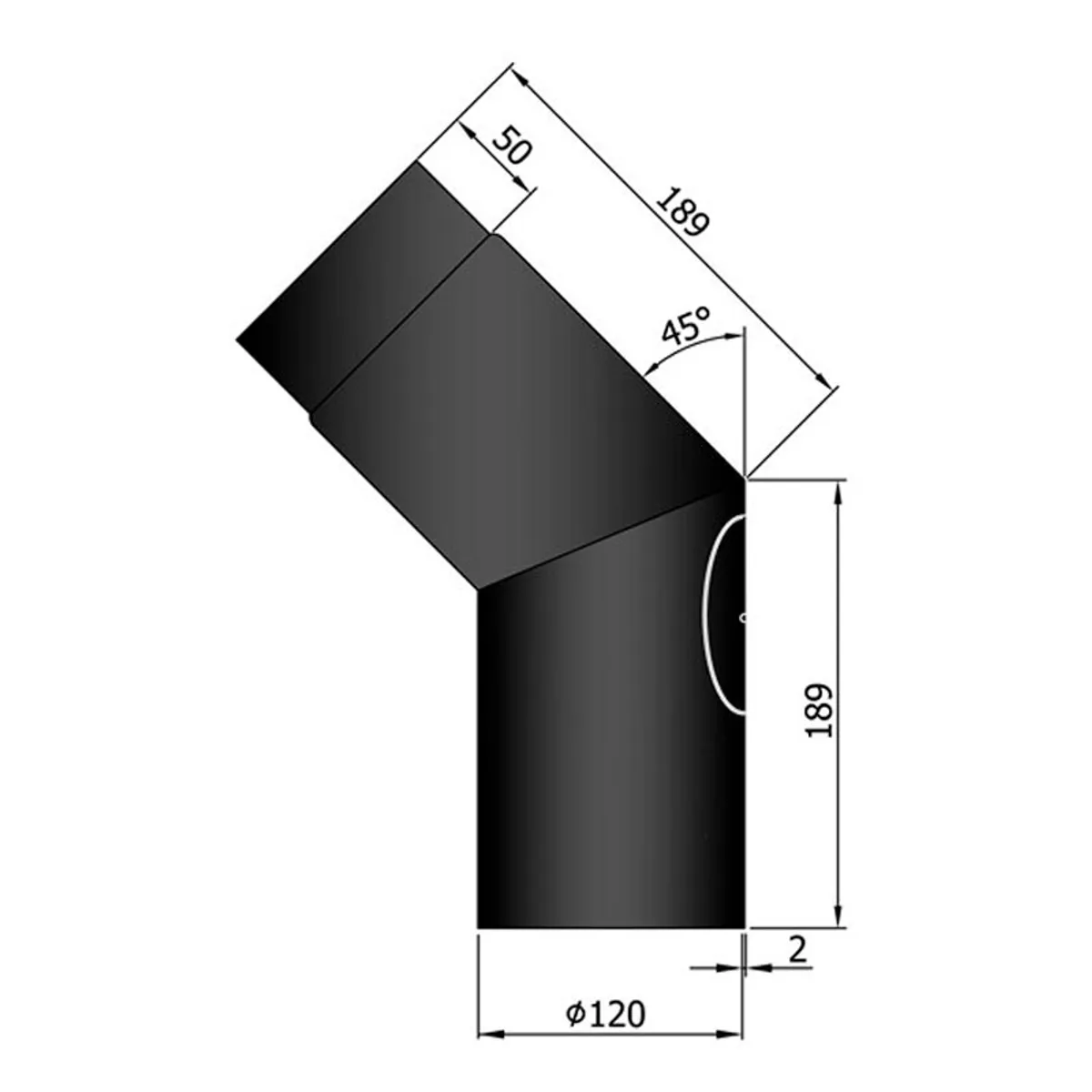 Bøjning m/Renselem 45 ° Ø120 mm