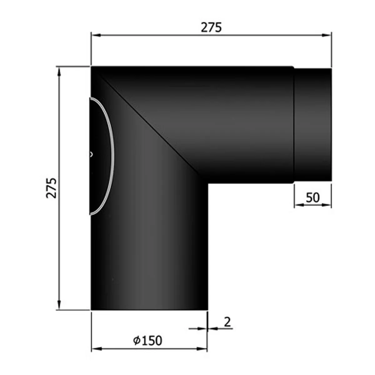 Bøjning m/Renselem Knærør 90 ° Ø150mm