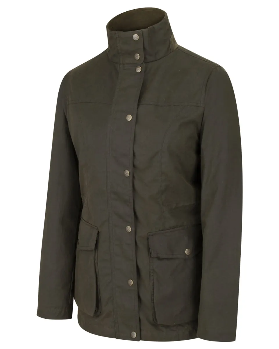 Caledonia Ladies Waterproof Wax Jacket, oilskinsjakke deluxe, olivengrøn - M (UK12-14)