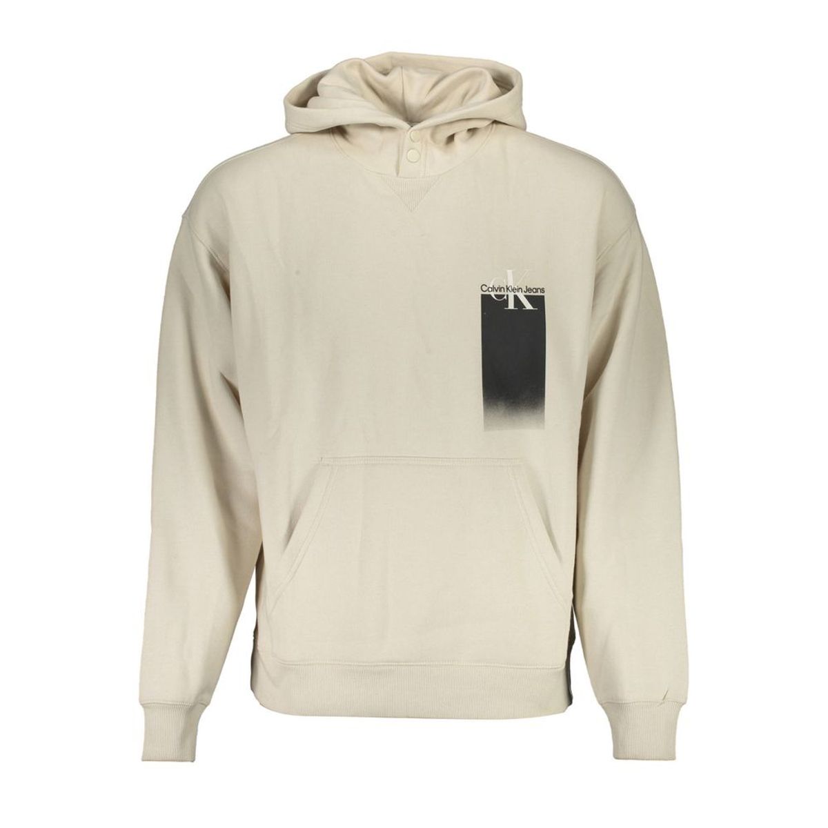 Calvin Klein Beige Hooded Sweatshirt with Central Pocket