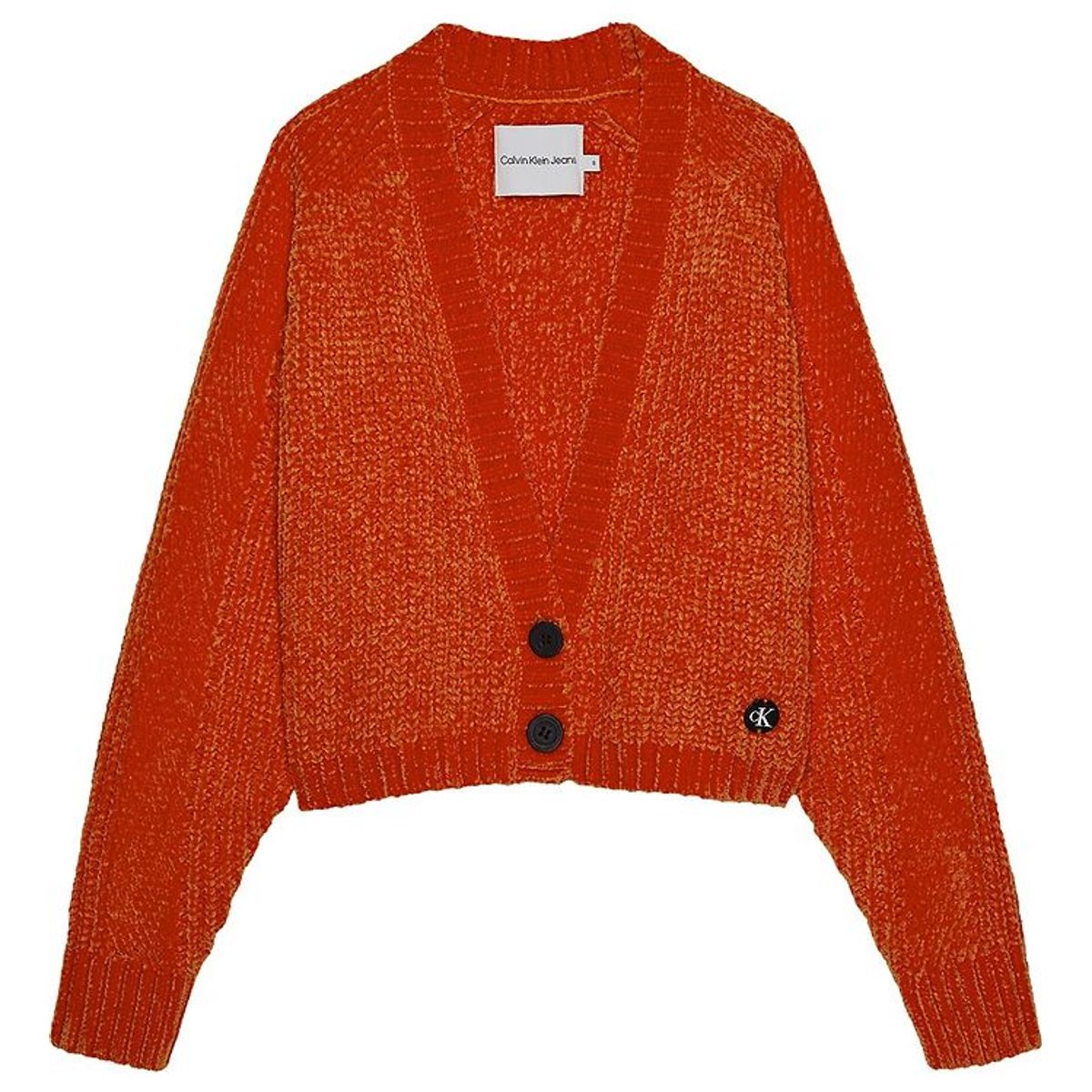 Calvin Klein Cardigan - Velour - Chenille - Cropped - Coral Oran