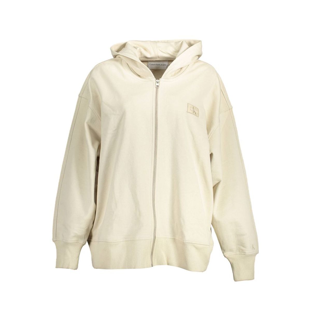 Calvin Klein Chic Beige Embroidered Zip Hoodie