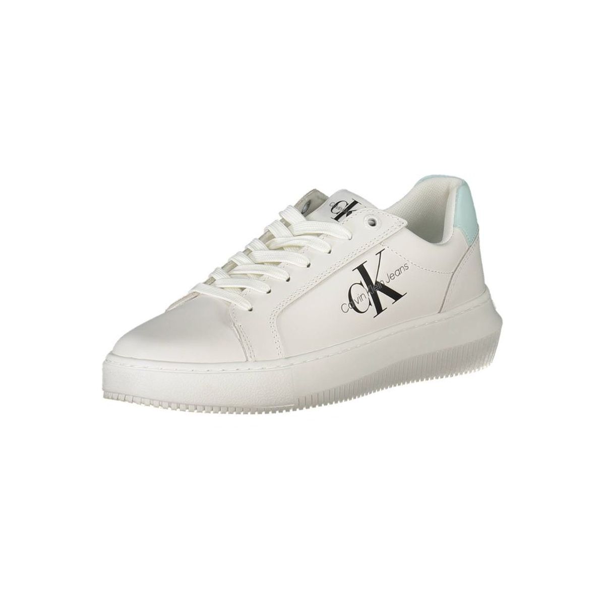 Calvin Klein Chic White Lace-Up Sneakers with Logo Detail