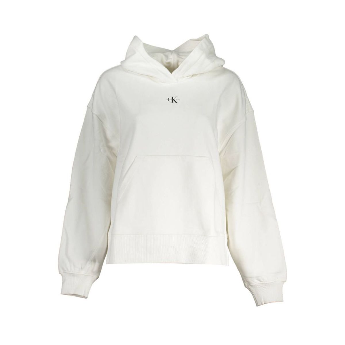 Calvin Klein Elegant White Brushed Cotton Hoodie