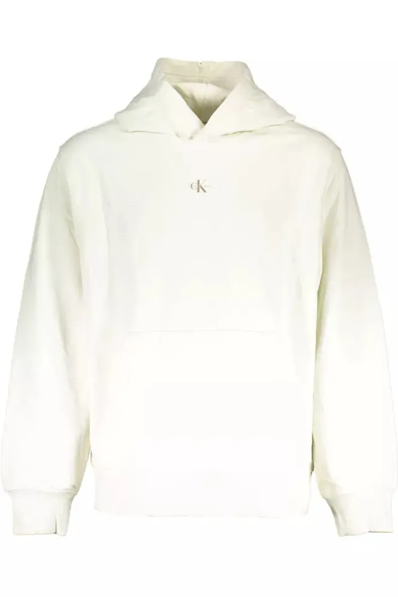 Calvin Klein Elegant White Hooded Sweatshirt with Logo