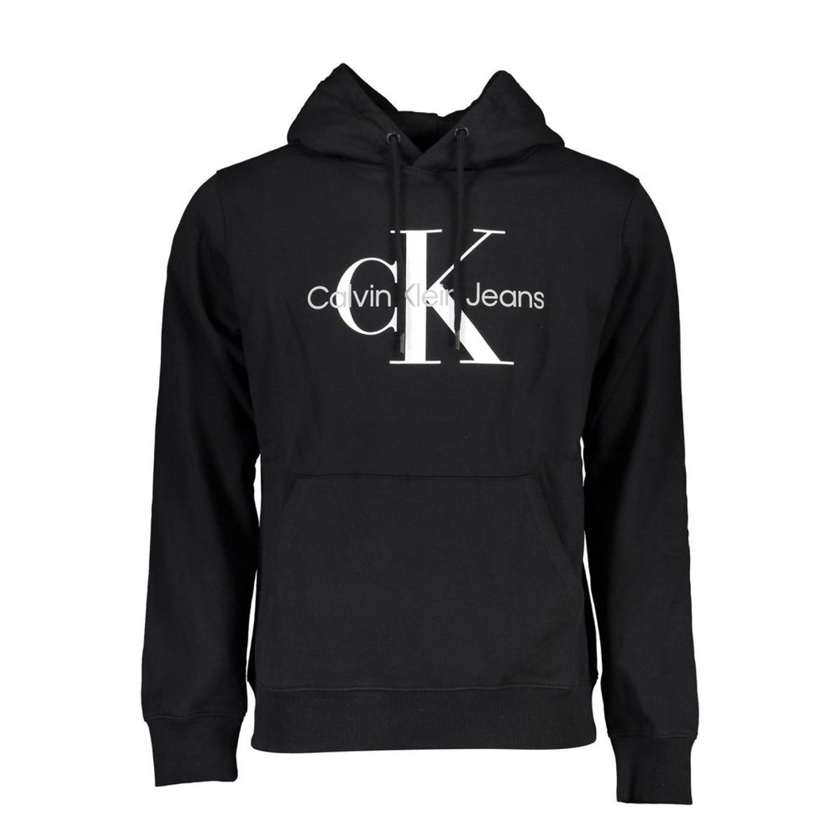 Calvin Klein Sleek Black Cotton Hoodie with Logo Print