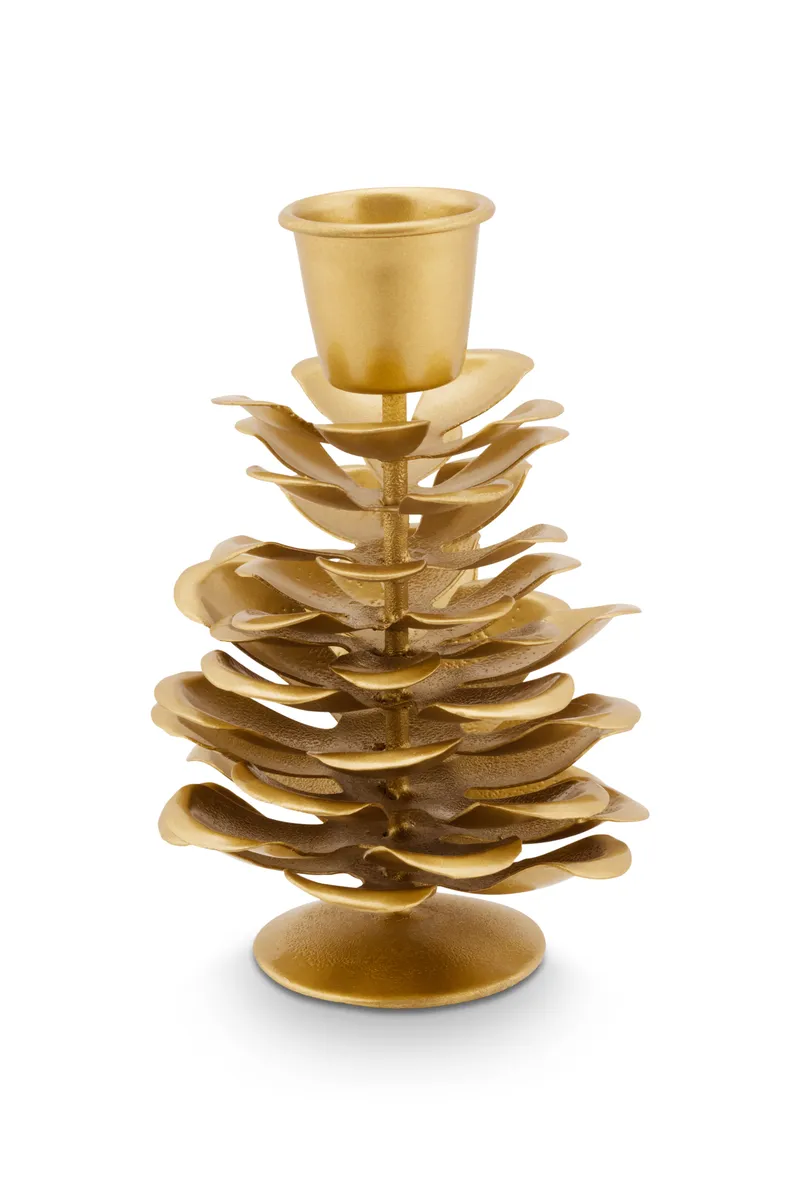 Candle Holder Pinecone Gold 11cm