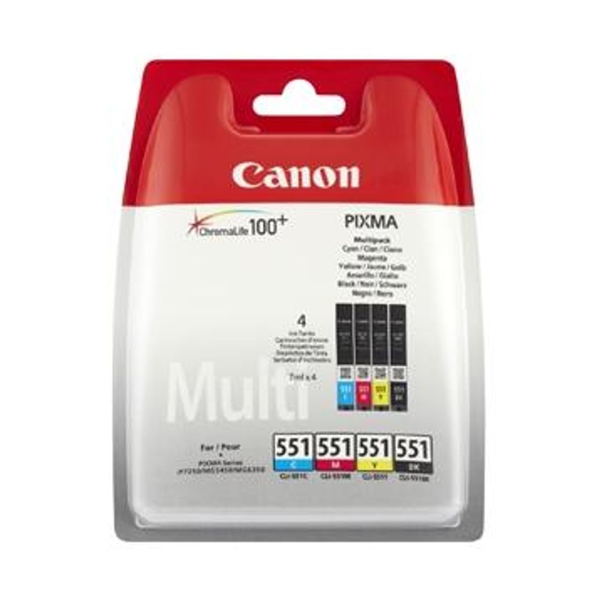 Canon CLI 551 4stk Sampak Sort/Cyan/Magenta/Gul, 6509B015 Original