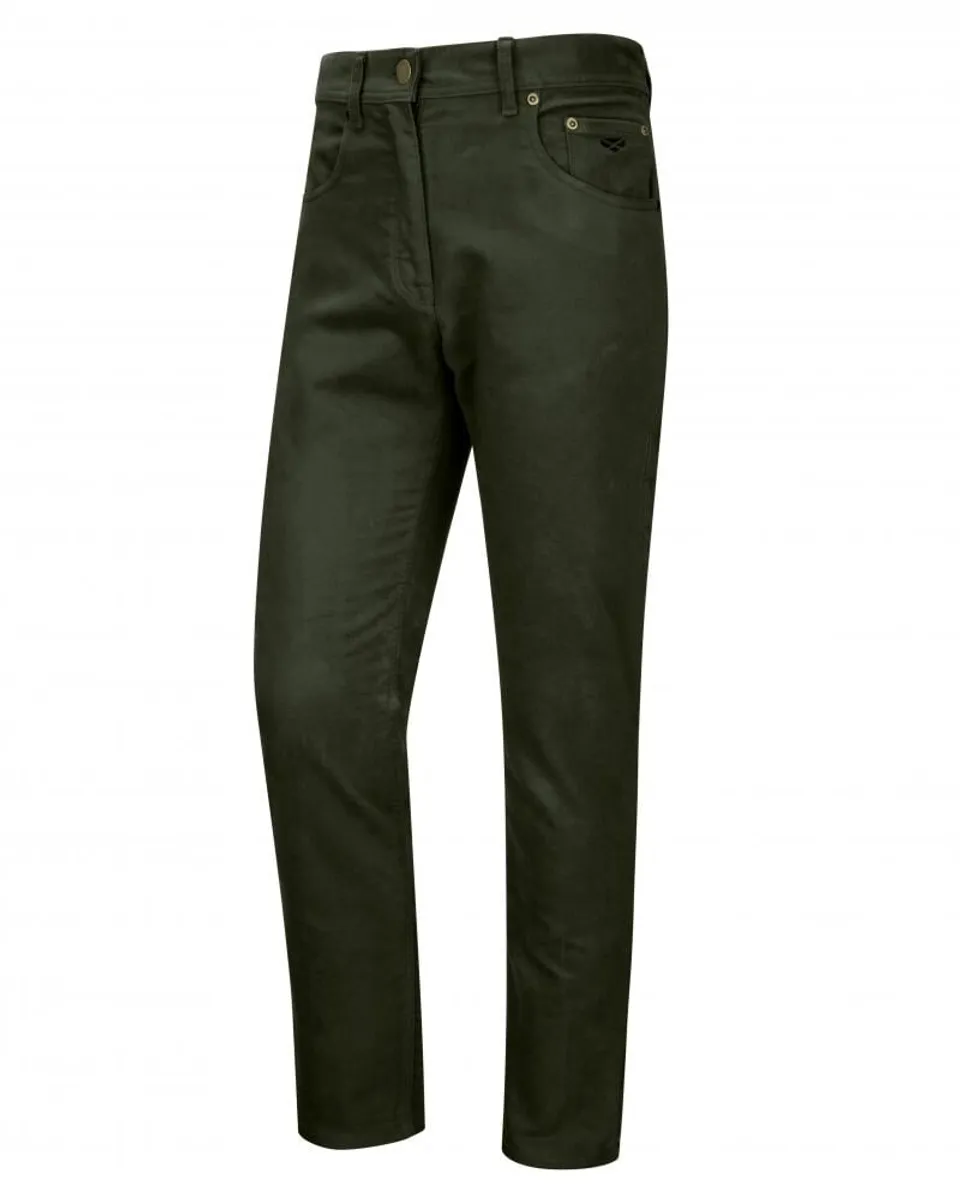 Carrick Mens moleskin jeans, olivengrøn m. stretch - 32R