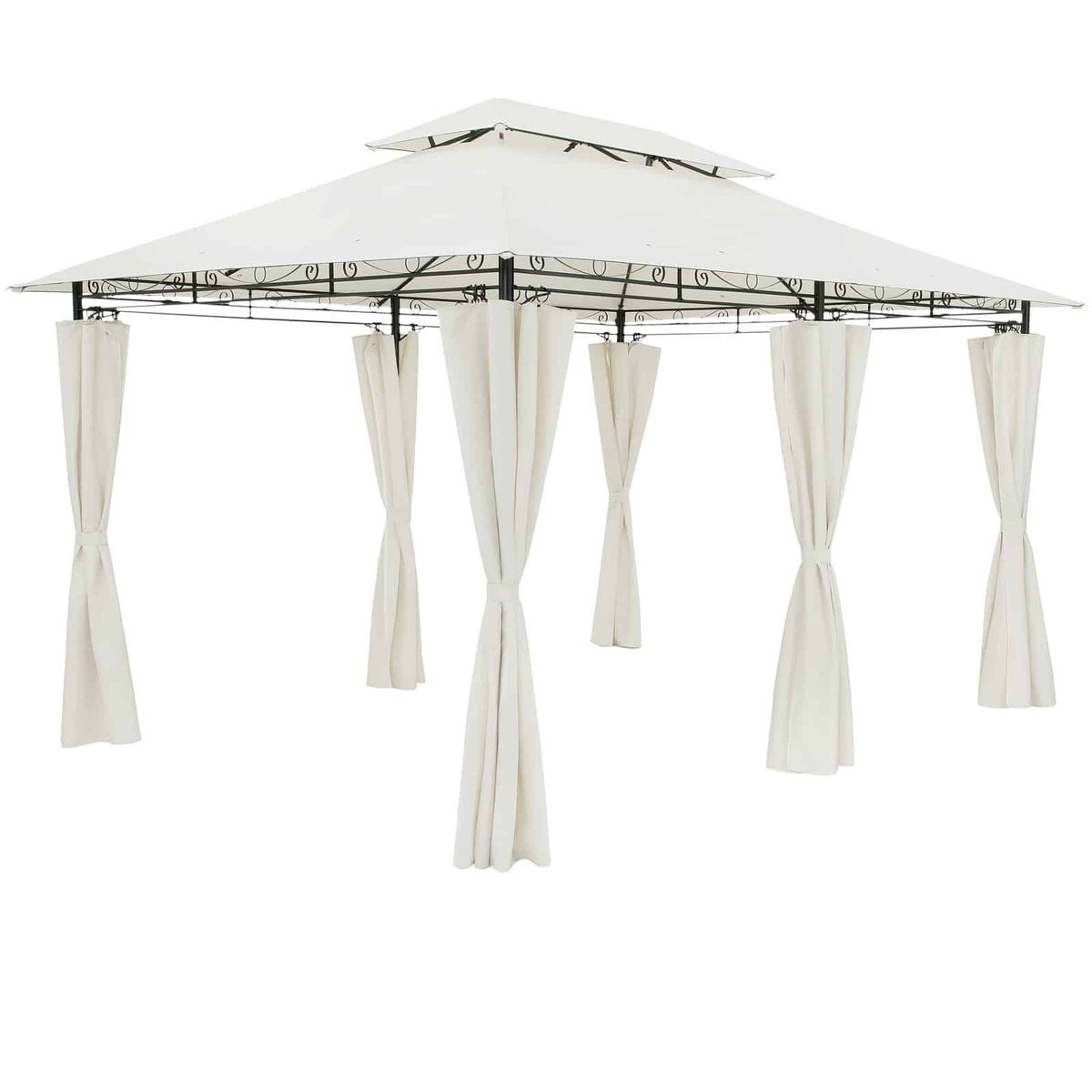 Casaria Topas Pavillon 3x4m - Vandafvisende Havetelt med Sidepaneler, creme hvid