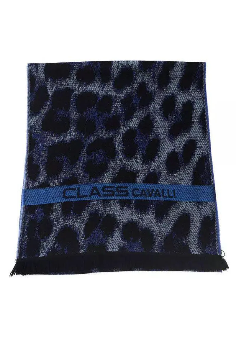 Cavalli Class Blue Wool Herre Scarf