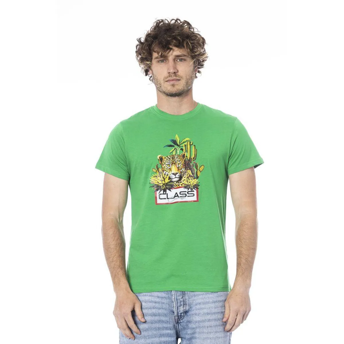 Cavalli Class Green Cotton T-Shirt