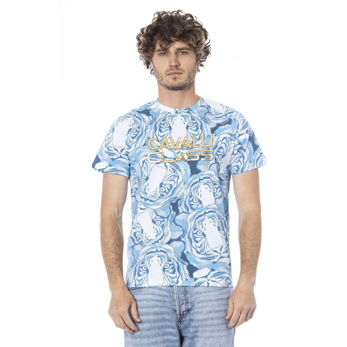 Cavalli Class Light Blue Cotton T-Shirt