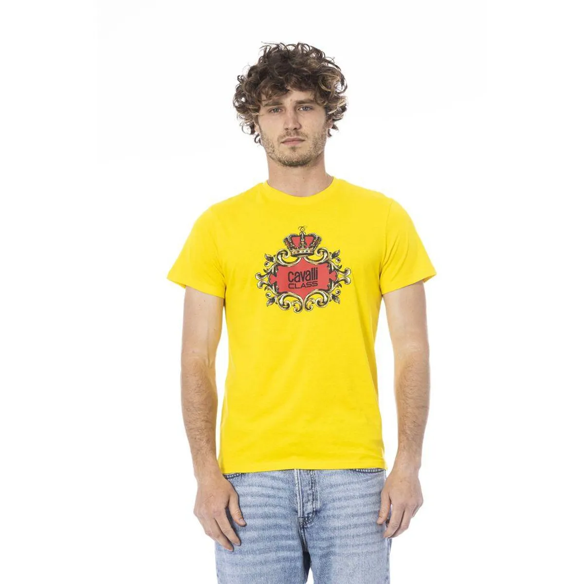 Cavalli Class Yellow Cotton T-Shirt