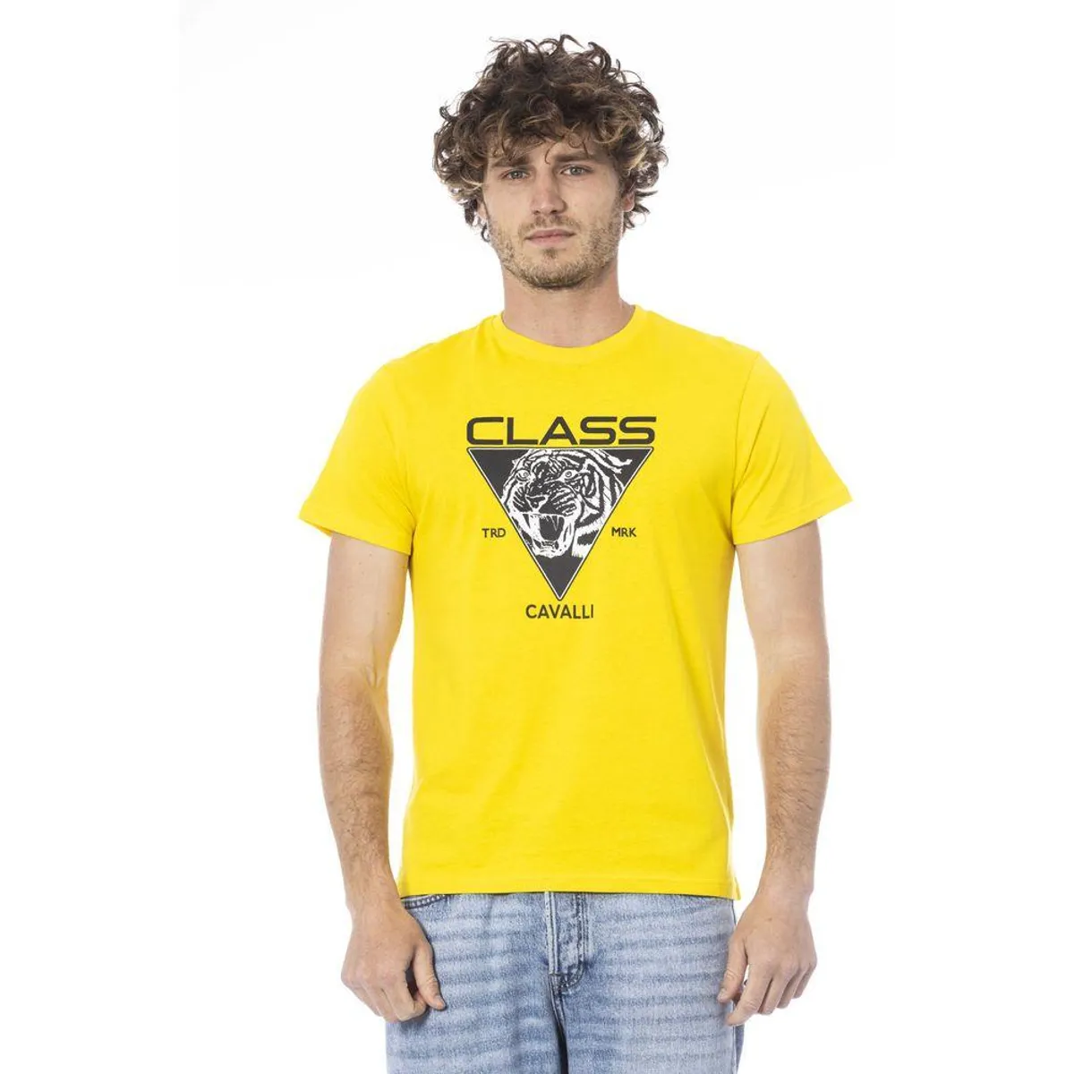 Cavalli Class Yellow Cotton T-Shirt