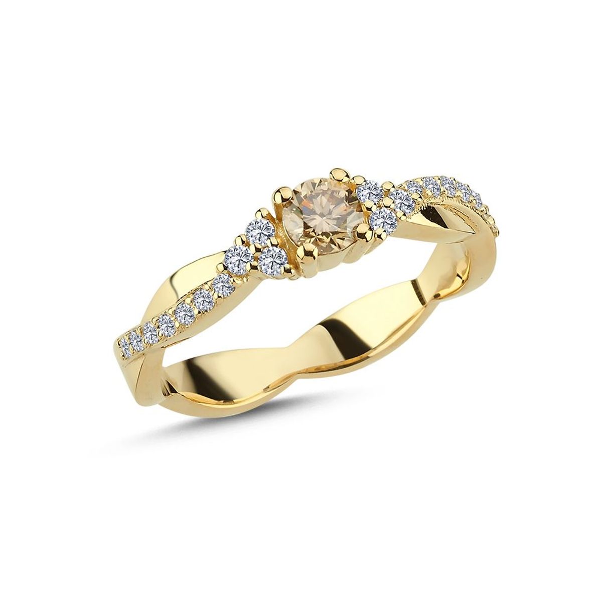 Champagne 14 Karat Guld Ring fra Nuran med Brillanter 0,41 Carat W/SI