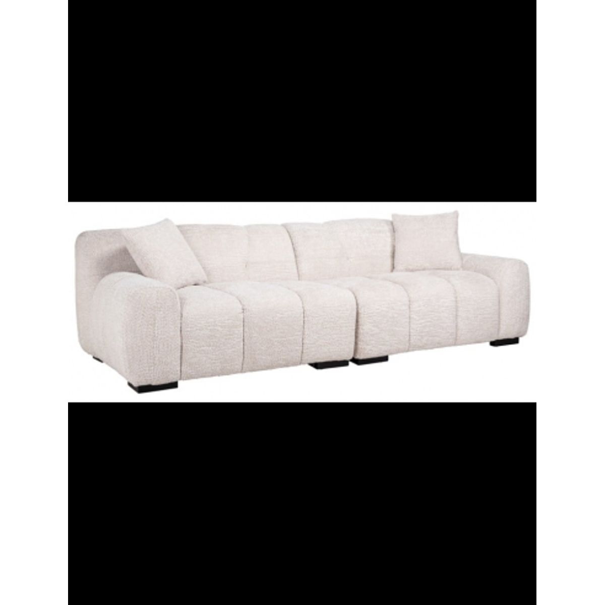 Charelle 3-personers sofa i chenille 250 x 108 cm - Sort/Creme