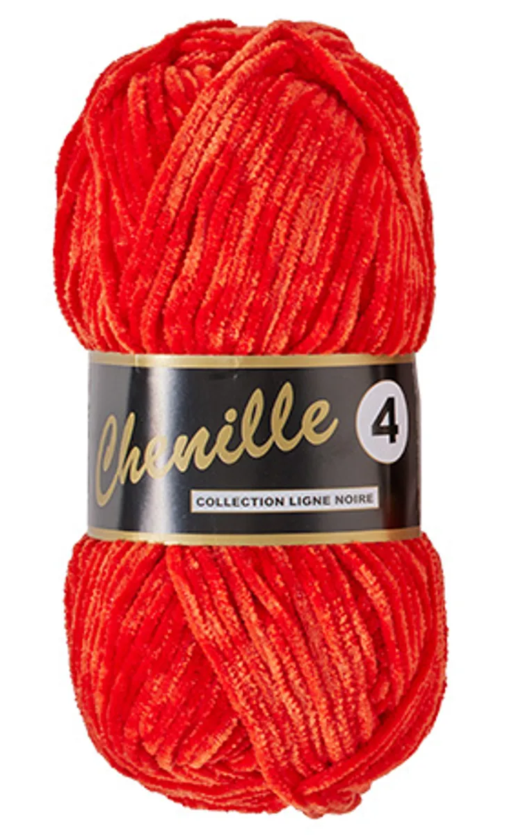 Chenille 4, retro rød, 50 g, nr. 44