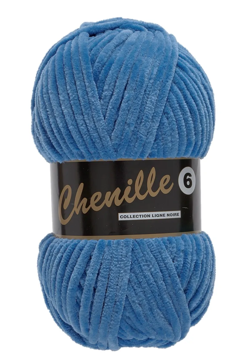 Chenille 6, blå, 100 g, nr. 12