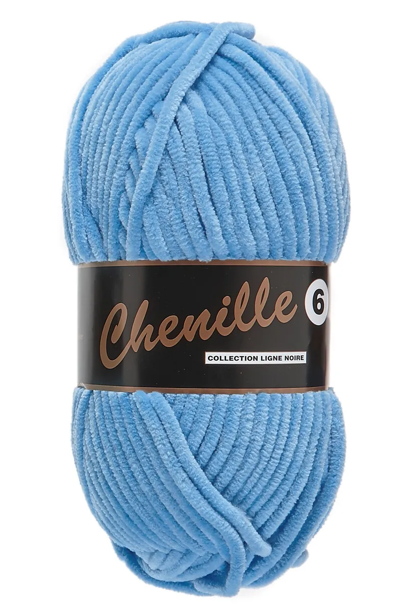 Chenille 6, lyseblå, 100 g, nr. 40