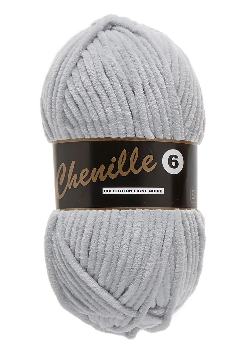 Chenille 6, lysegrå, 100 g, nr. 38