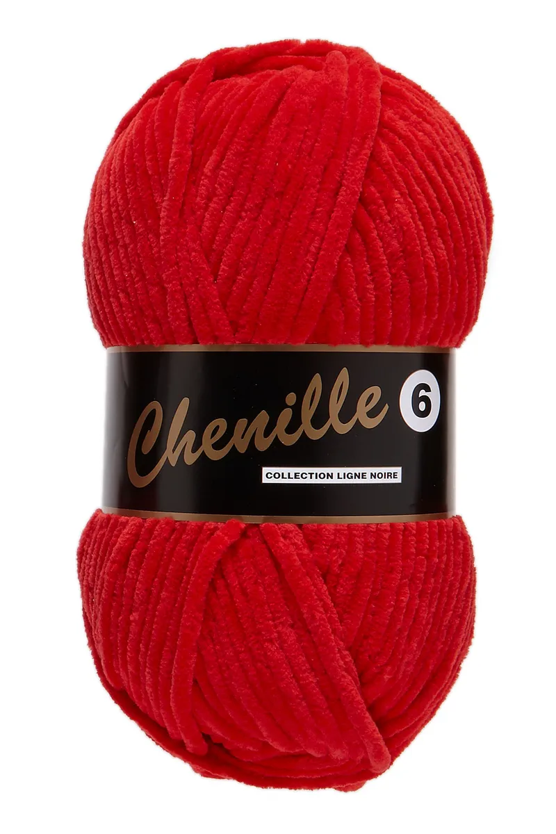 Chenille 6, rød, 100 g, nr. 43