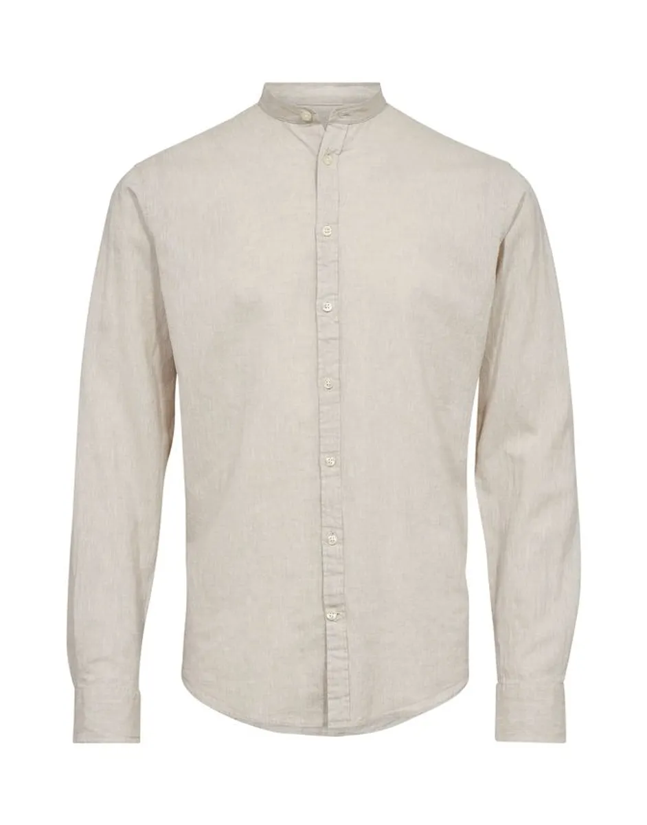 China collar linen l/s shirt