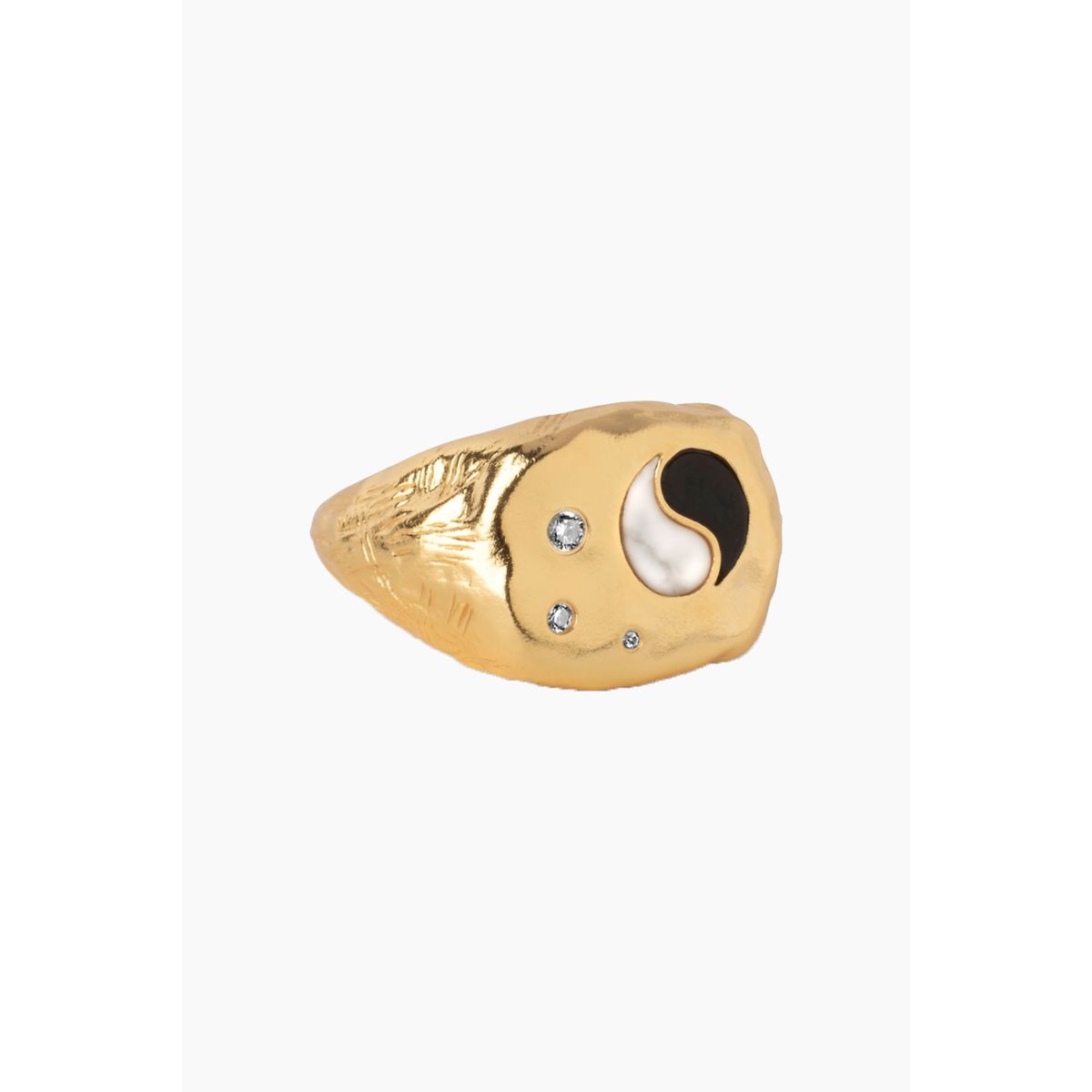 Chunky Yin Yang Ring - Gold - Enamel - Guld 57