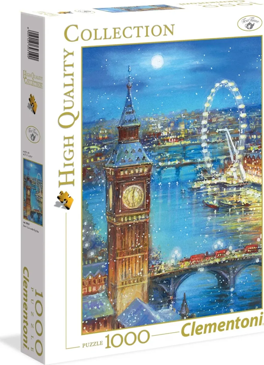 Clementoni Puslespil - Big Ben Snow - High Quality - 1000 Brikker