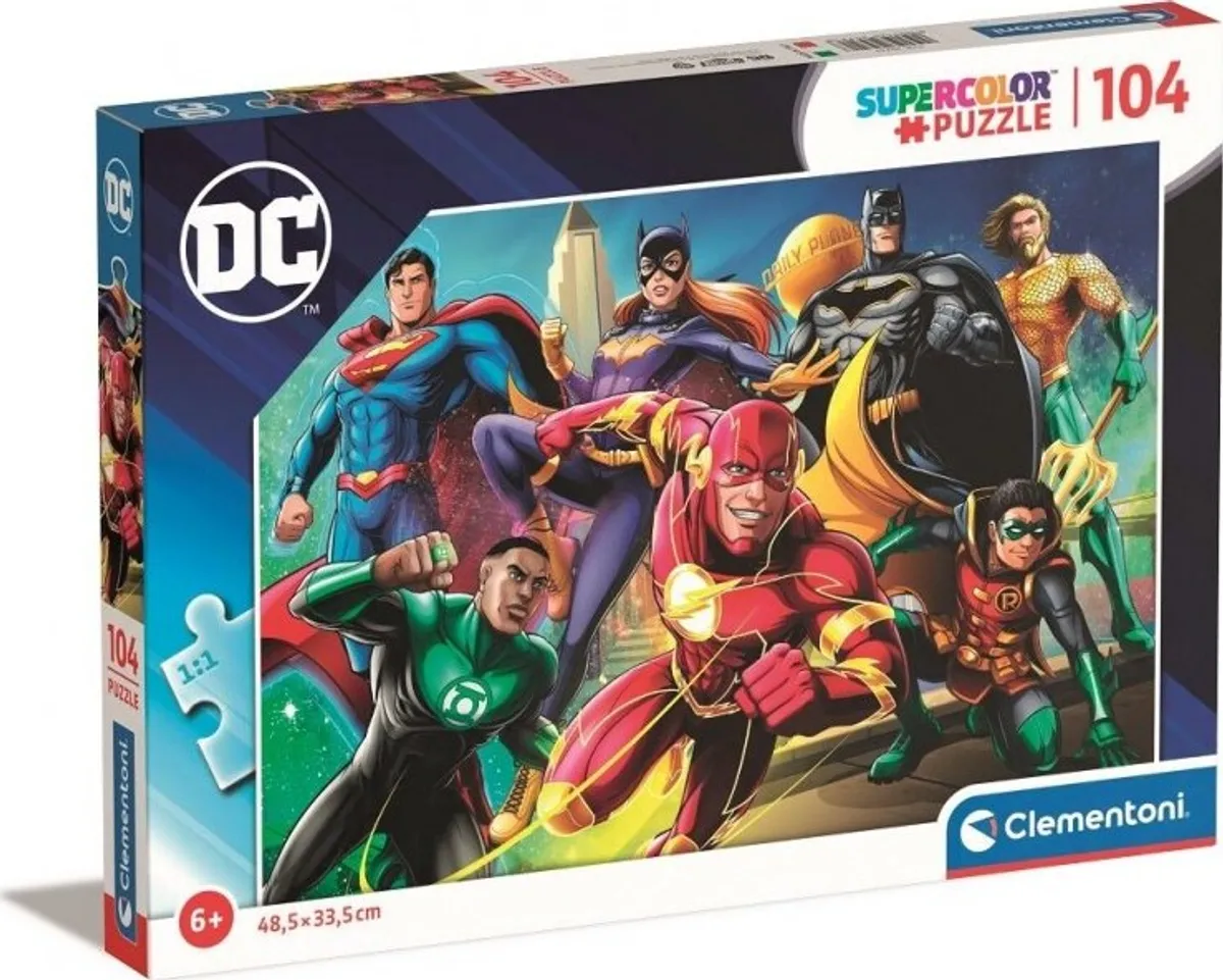 Clementoni Puslespil - Dc Comics Helte - Super Color - 104 Brikker