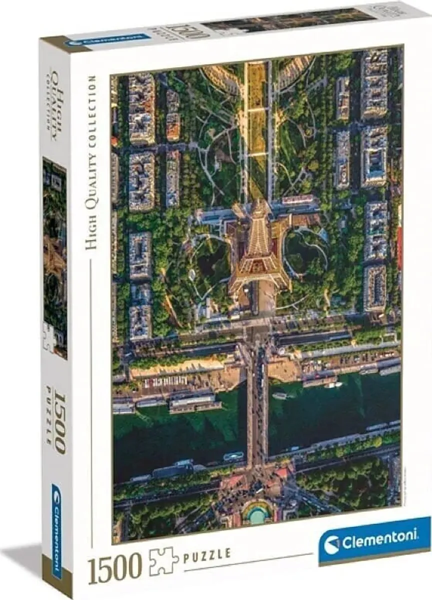 Clementoni Puslespil - Flying Over Paris - High Quality - 1500 Brikker