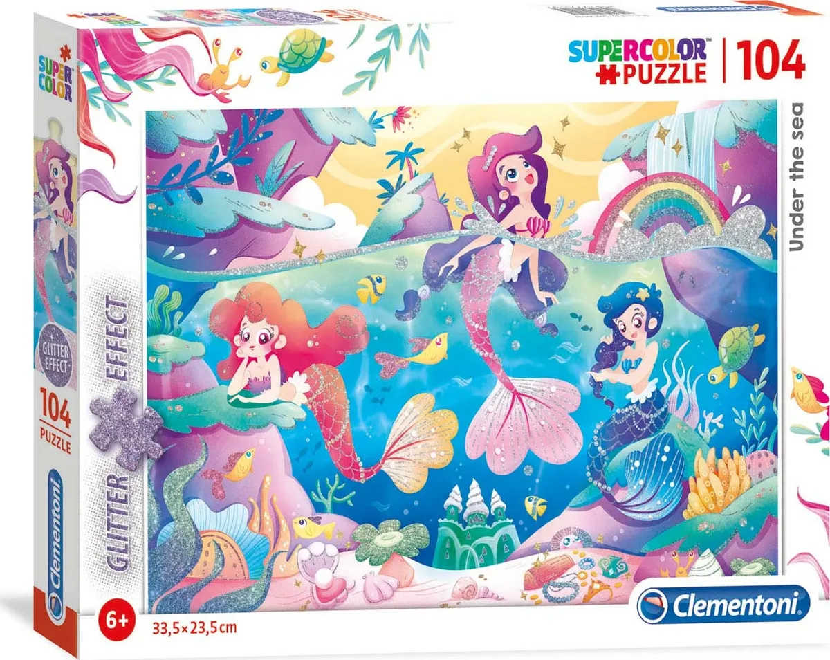 Clementoni Puslespil - Glitter Effect - Under The Sea - 104 Brikker