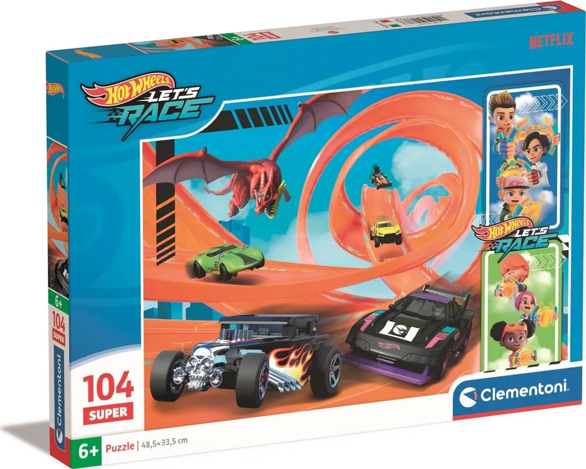 Clementoni Puslespil - Hotwheels - Super - 104 Brikker - Clementoni