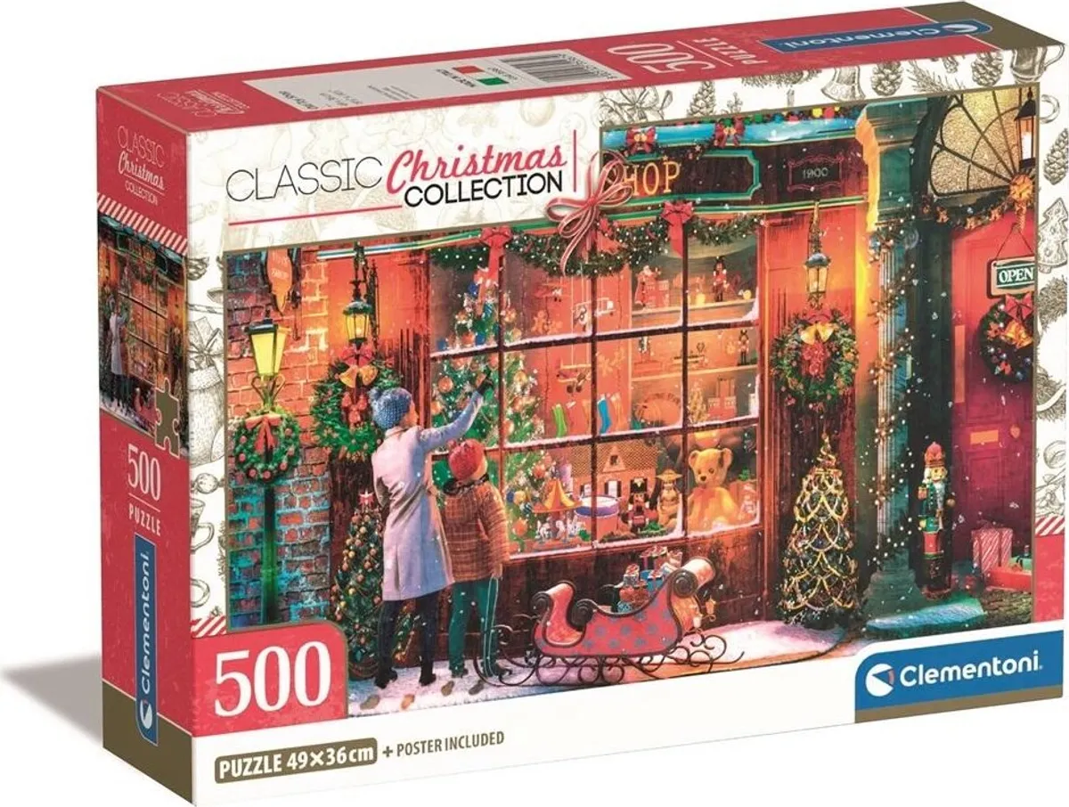 Clementoni Puslespil - Old Toy Shop Xmas - 500 Brikker