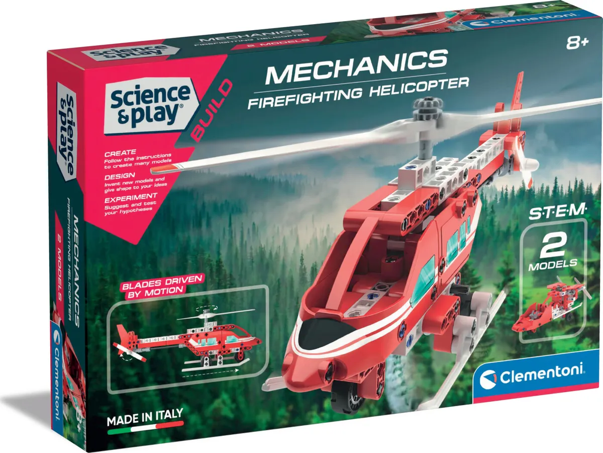 Clementoni - Science And Play Build - Mechanics - Firefighting Helicopter