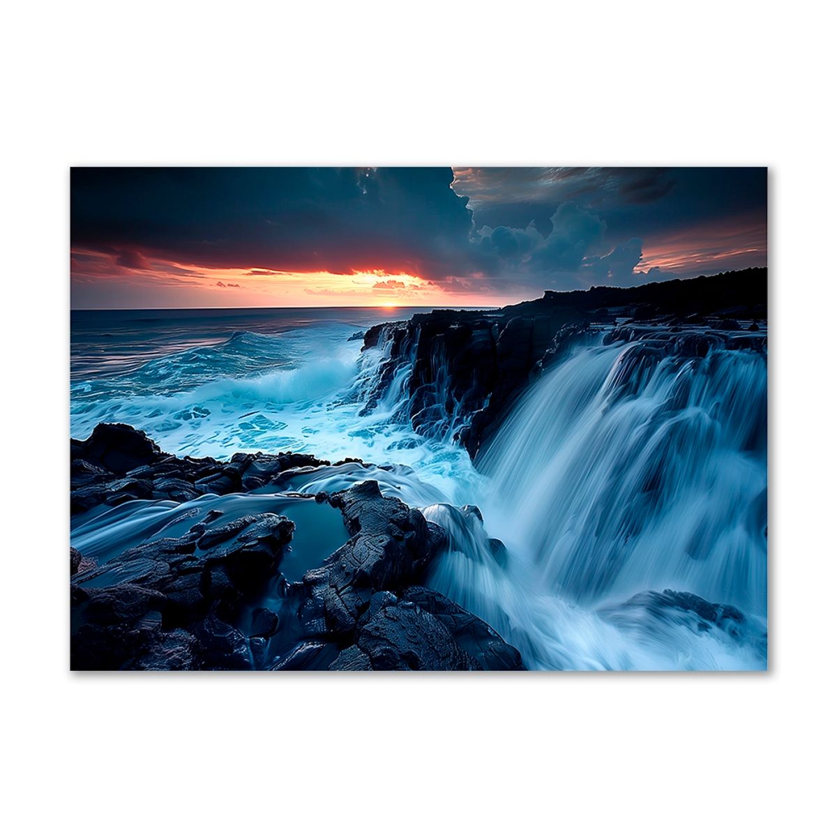 Cliffside Cascade - 100x140 cm. - Ingen