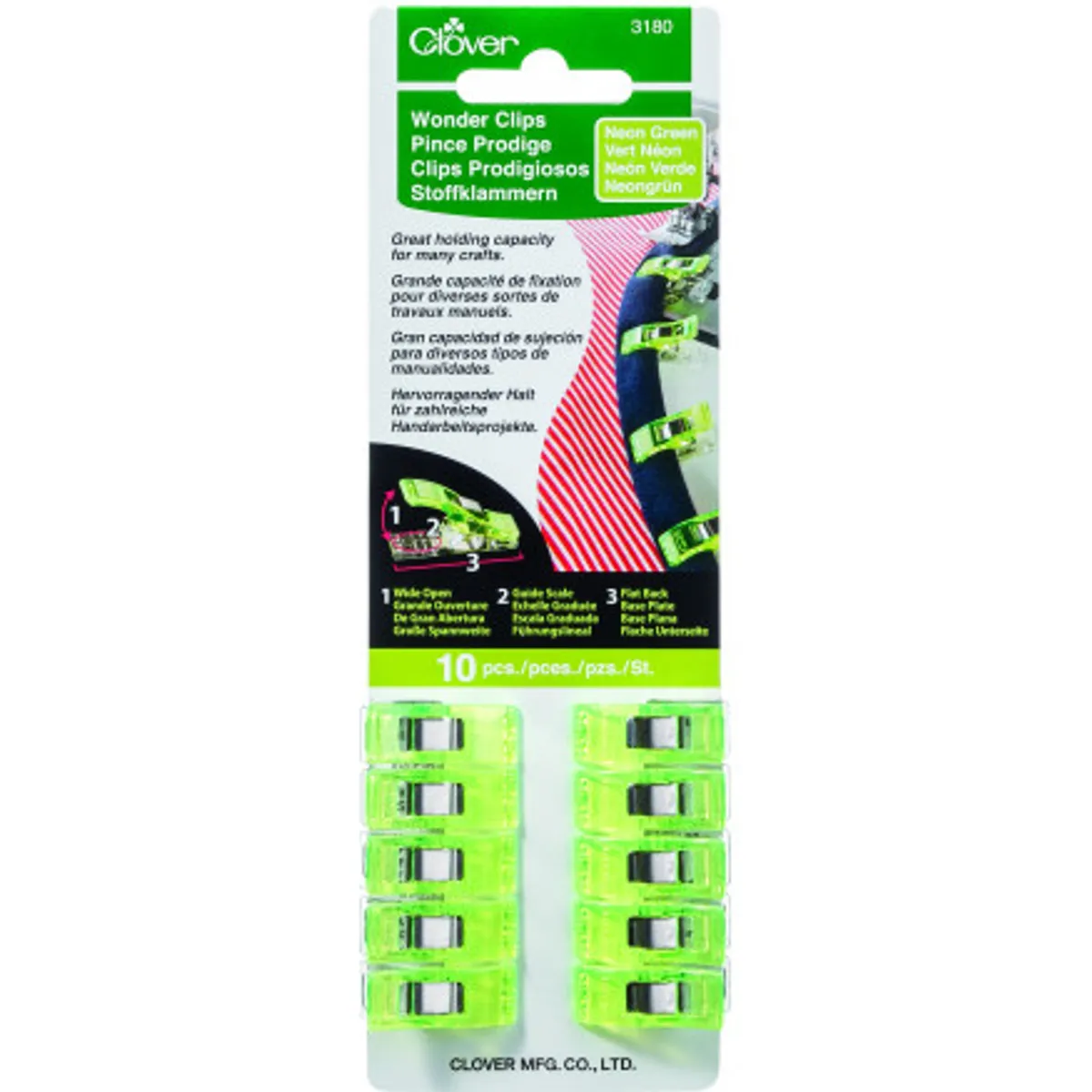 Clover Wonder Clips Grøn 10 stk