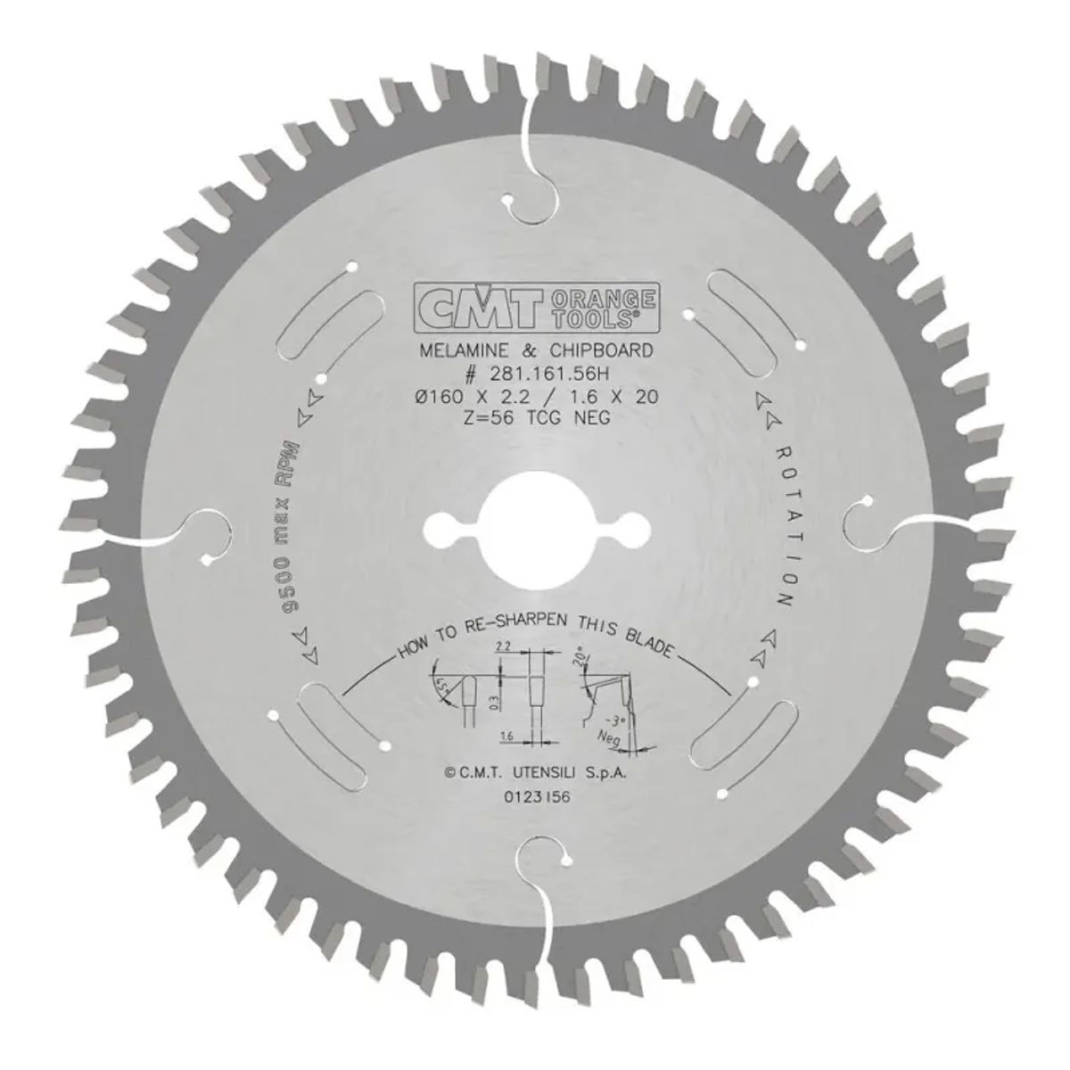 CMT Klinge 160x2,2x20 Z56 TF Neg - 281.161.56H