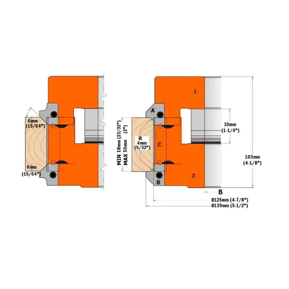 CMT Radieplatte R4+45 ° 2 stk. CMT - 695.005.B4